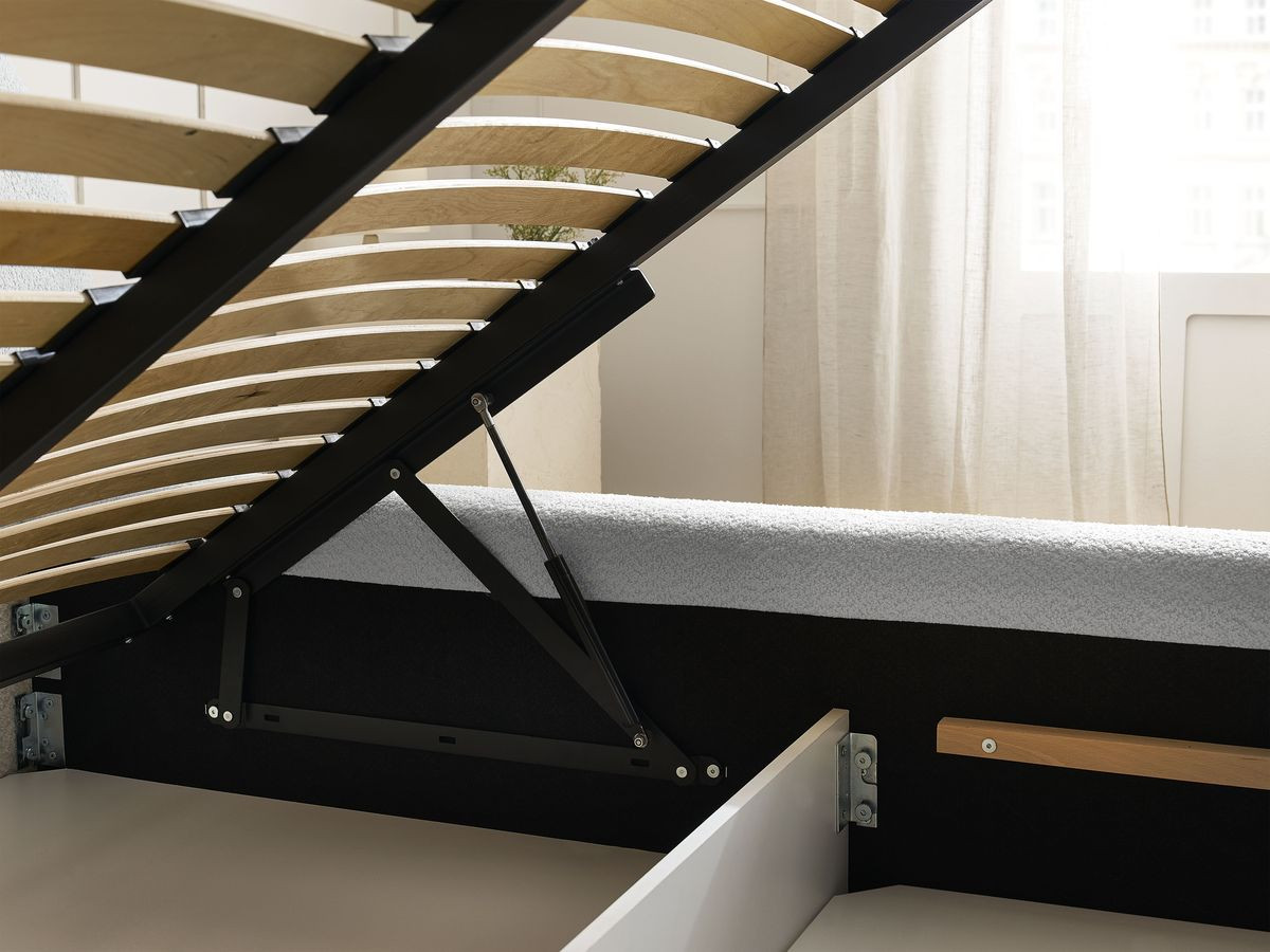 Lit coffre ORLANE tissu bouclette