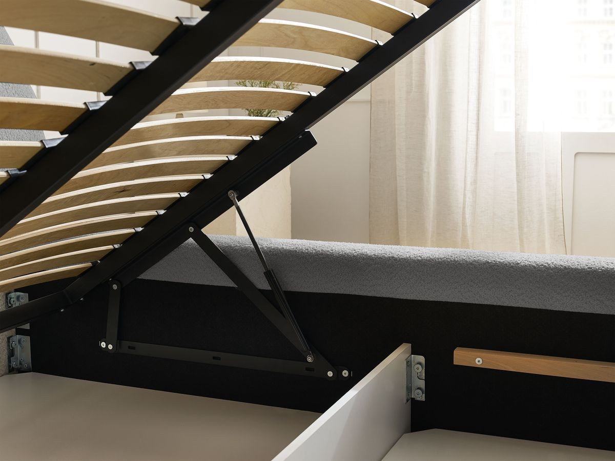 Lit coffre ORLANE tissu bouclette
