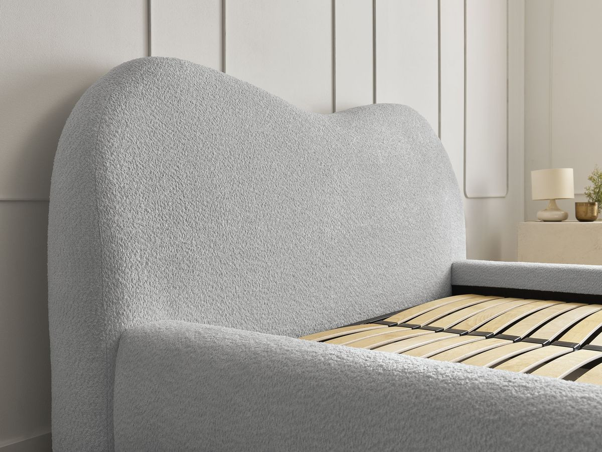 Lit coffre ORLANE bouclette gris clair — vue 5