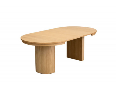 Table à manger ronde extensible 110 à 210 cm PRADO placage chêne massif