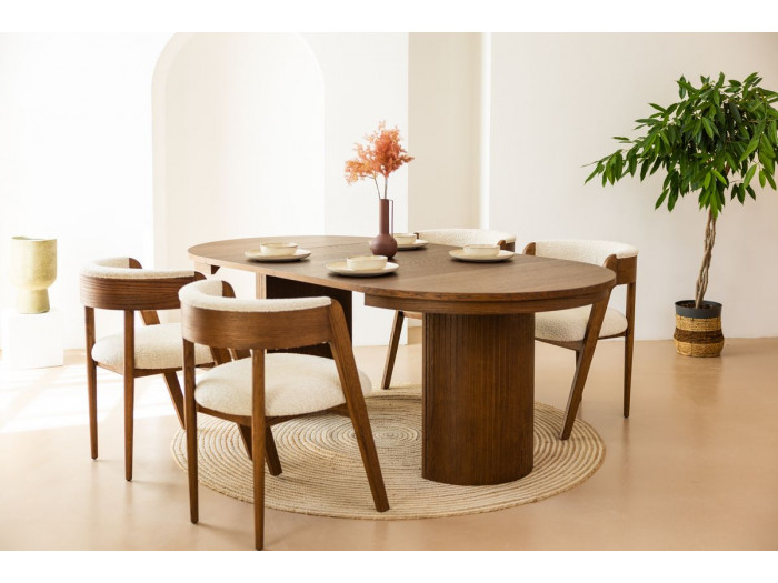 Table à manger extensible 100 à 200 cm PRADO placage chêne massif