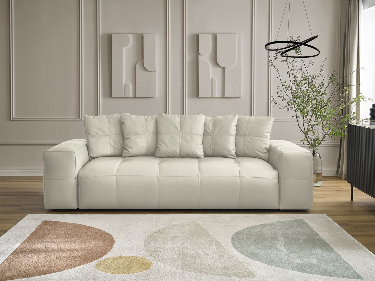 Voltaire canapé droit fixe 3 places cuir de vache beige - Vue supplémentaire 3