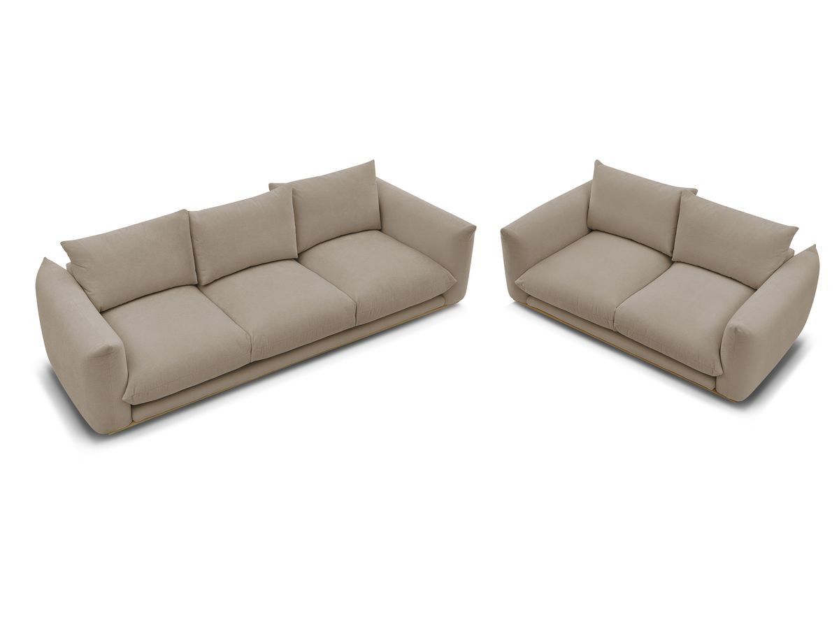 Canapé d'angle fixe EVEREST tissu chiné - Orange - Angle droit - 10 coussins