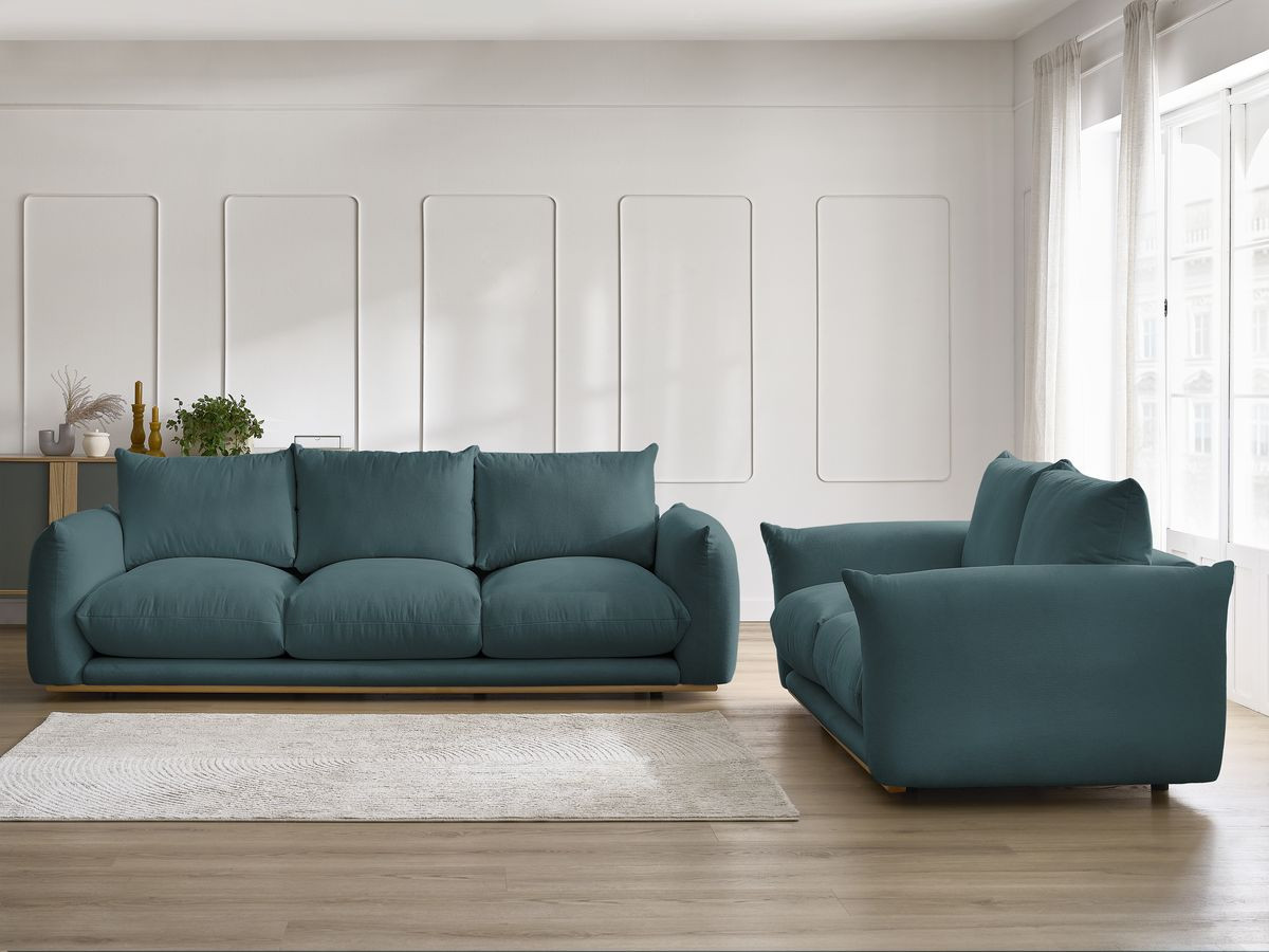 Ensemble canapé droit 3 + 2 places ERNEST bleu foncé — vue 5