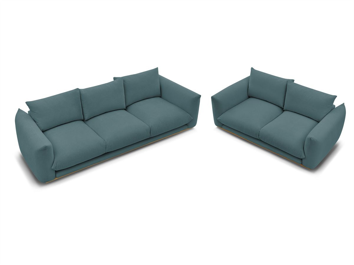 Canapé d'angle fixe EVEREST tissu chiné - Orange - Angle droit - 10 coussins
