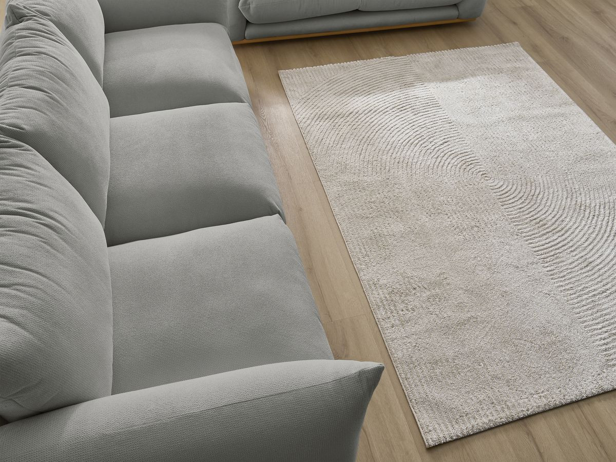 Canapé d'angle fixe EVEREST tissu chiné - Orange - Angle droit - 10 coussins