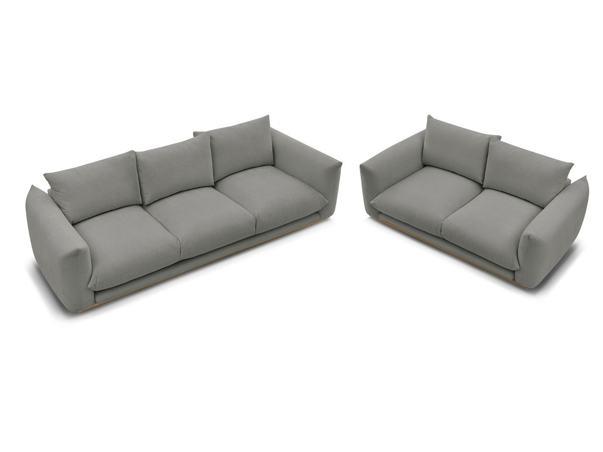 Canapé d'angle fixe EVEREST tissu chiné - Orange - Angle droit - 10 coussins