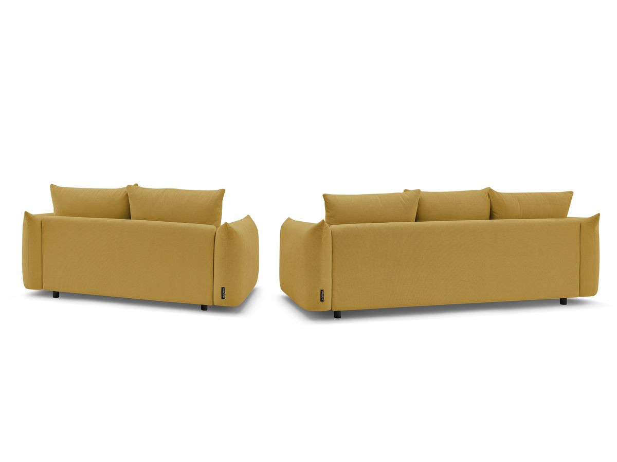 Canapé d'angle fixe EVEREST tissu chiné - Orange - Angle droit - 10 coussins