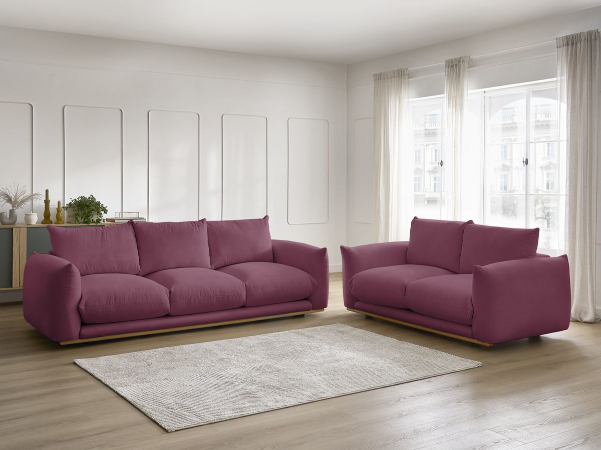 Ensemble canapé droit 3 + 2 places ERNEST rouge — vue 5