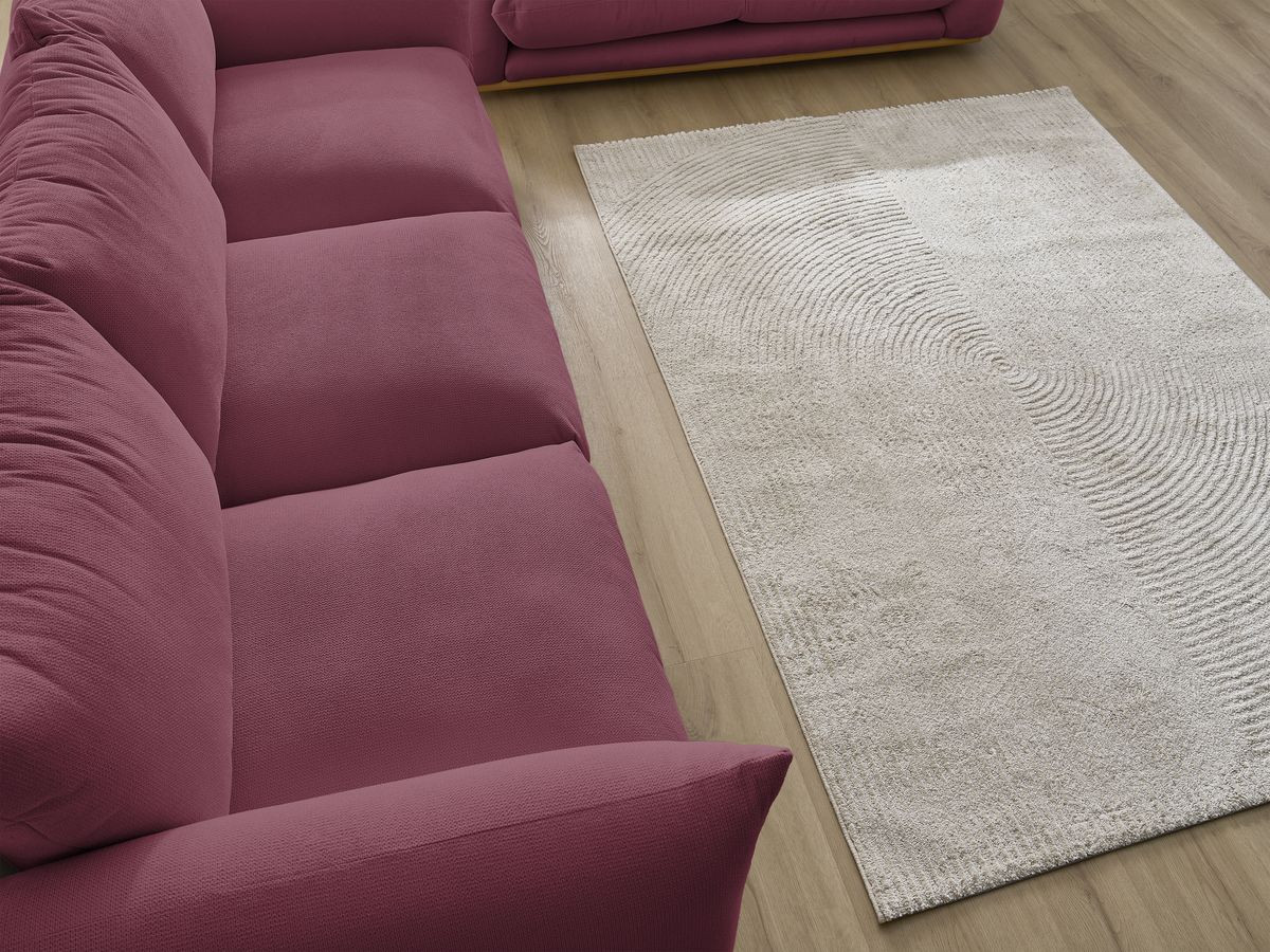 Canapé d'angle fixe EVEREST tissu chiné - Orange - Angle droit - 10 coussins