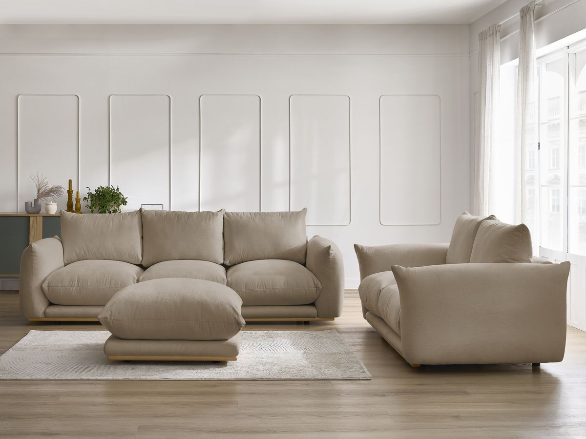 Ensemble canapé droit 3+2 places ERNEST avec pouf taupe — vue 5