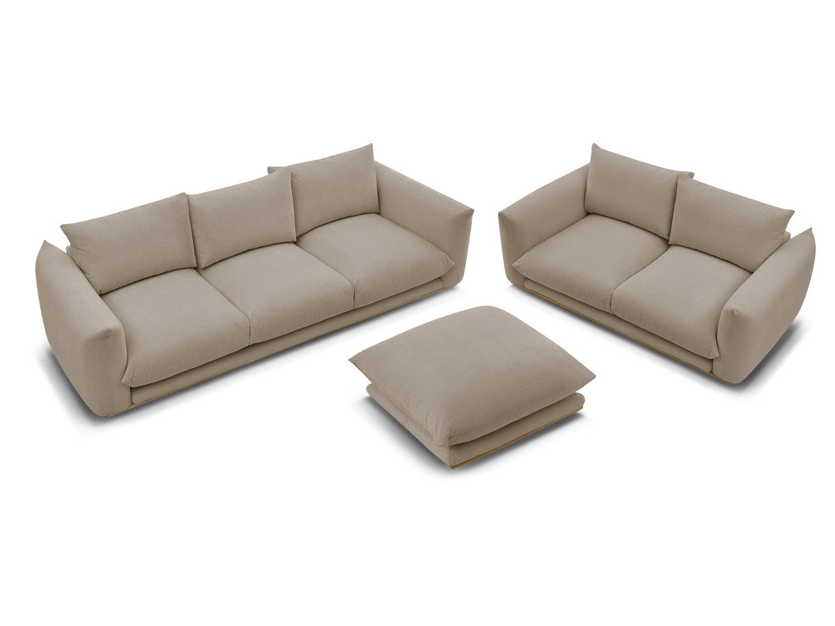 Canapé d'angle fixe EVEREST tissu chiné - Orange - Angle droit - 10 coussins