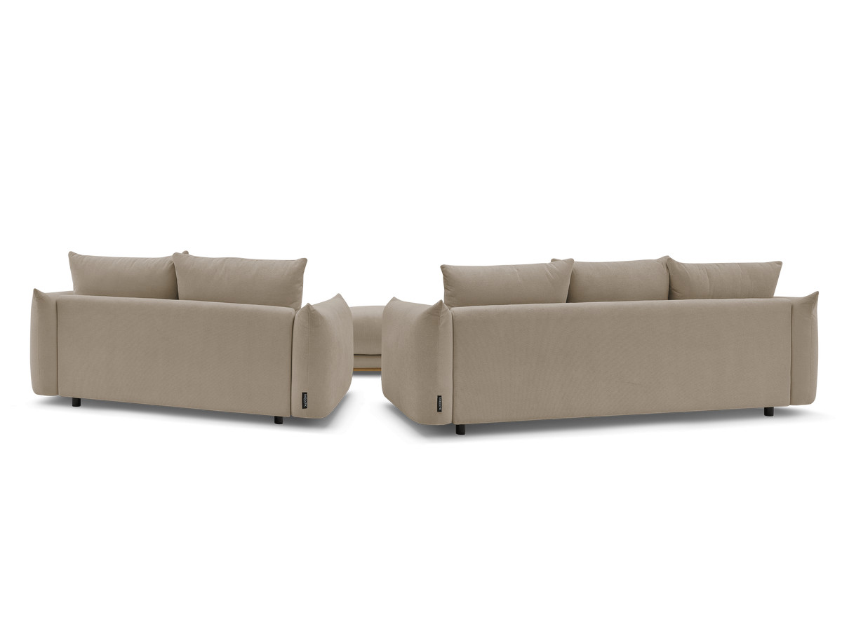 Canapé d'angle fixe EVEREST tissu chiné - Orange - Angle droit - 10 coussins