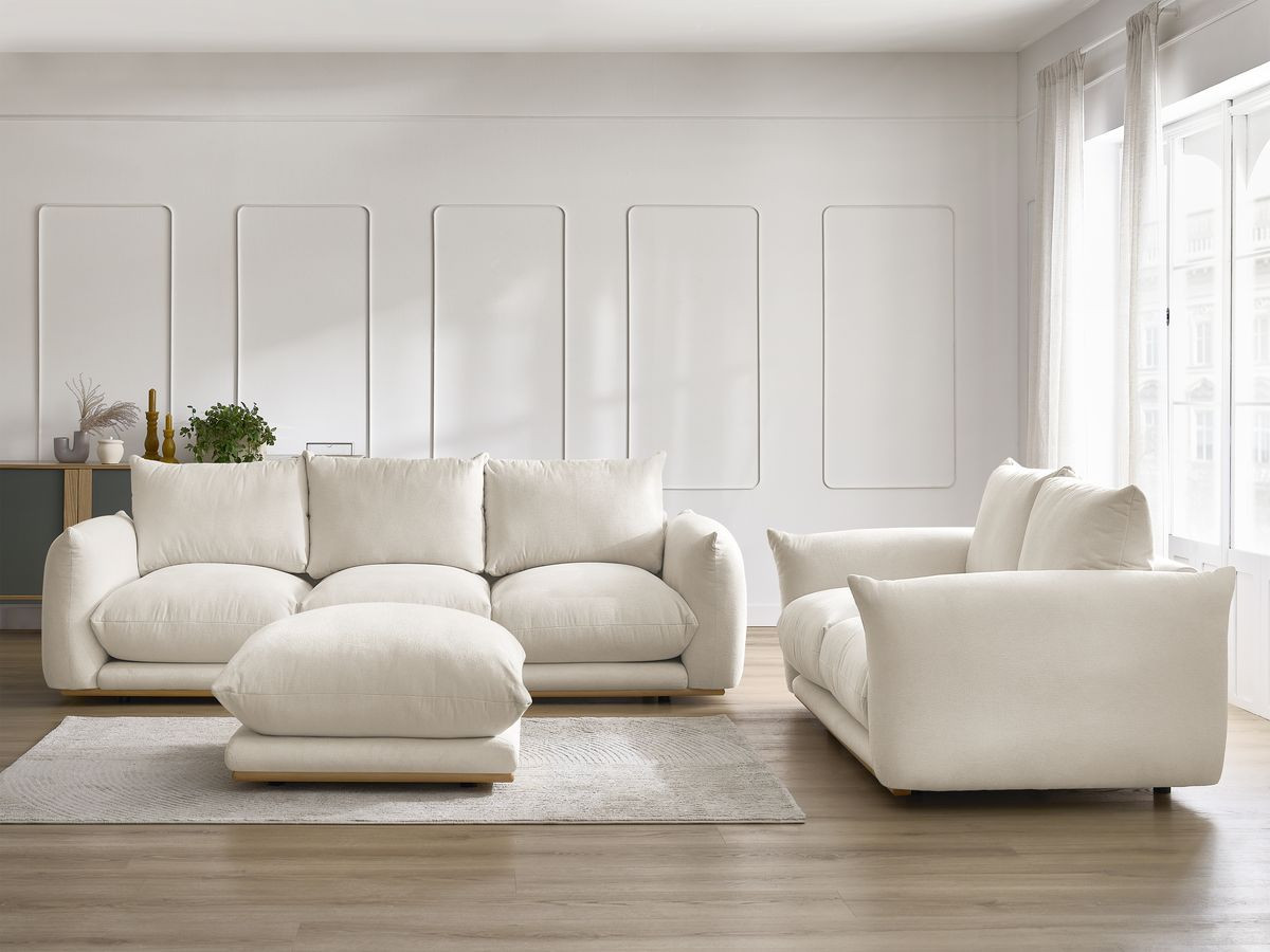 Ensemble canapé droit 3+2 places ERNEST avec pouf beige — vue 5