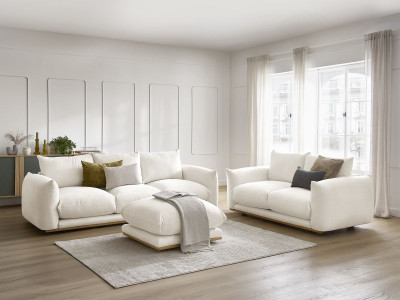 Ensemble canapé droit fixe 3+2 places ERNEST avec pouf