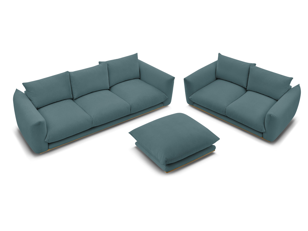 Canapé d'angle fixe EVEREST tissu chiné - Orange - Angle droit - 10 coussins