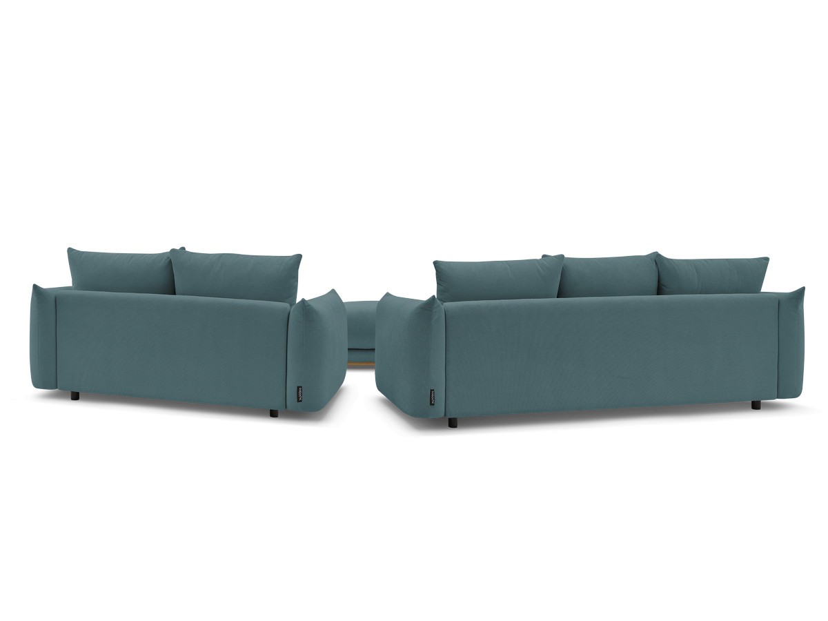 Canapé d'angle fixe EVEREST tissu chiné - Orange - Angle droit - 10 coussins