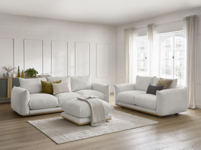 Ensemble canapé droit fixe 3+2 places ERNEST avec pouf