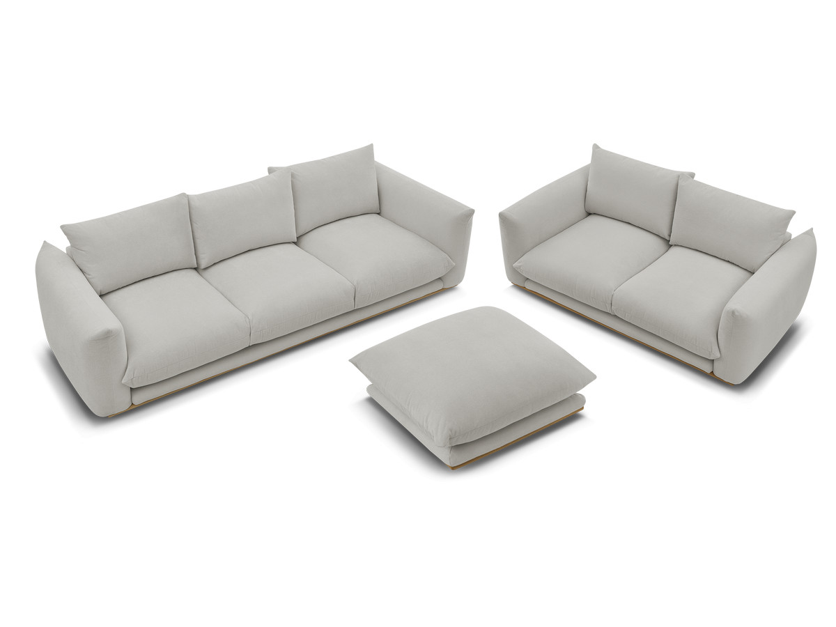 Canapé d'angle fixe EVEREST tissu chiné - Orange - Angle droit - 10 coussins