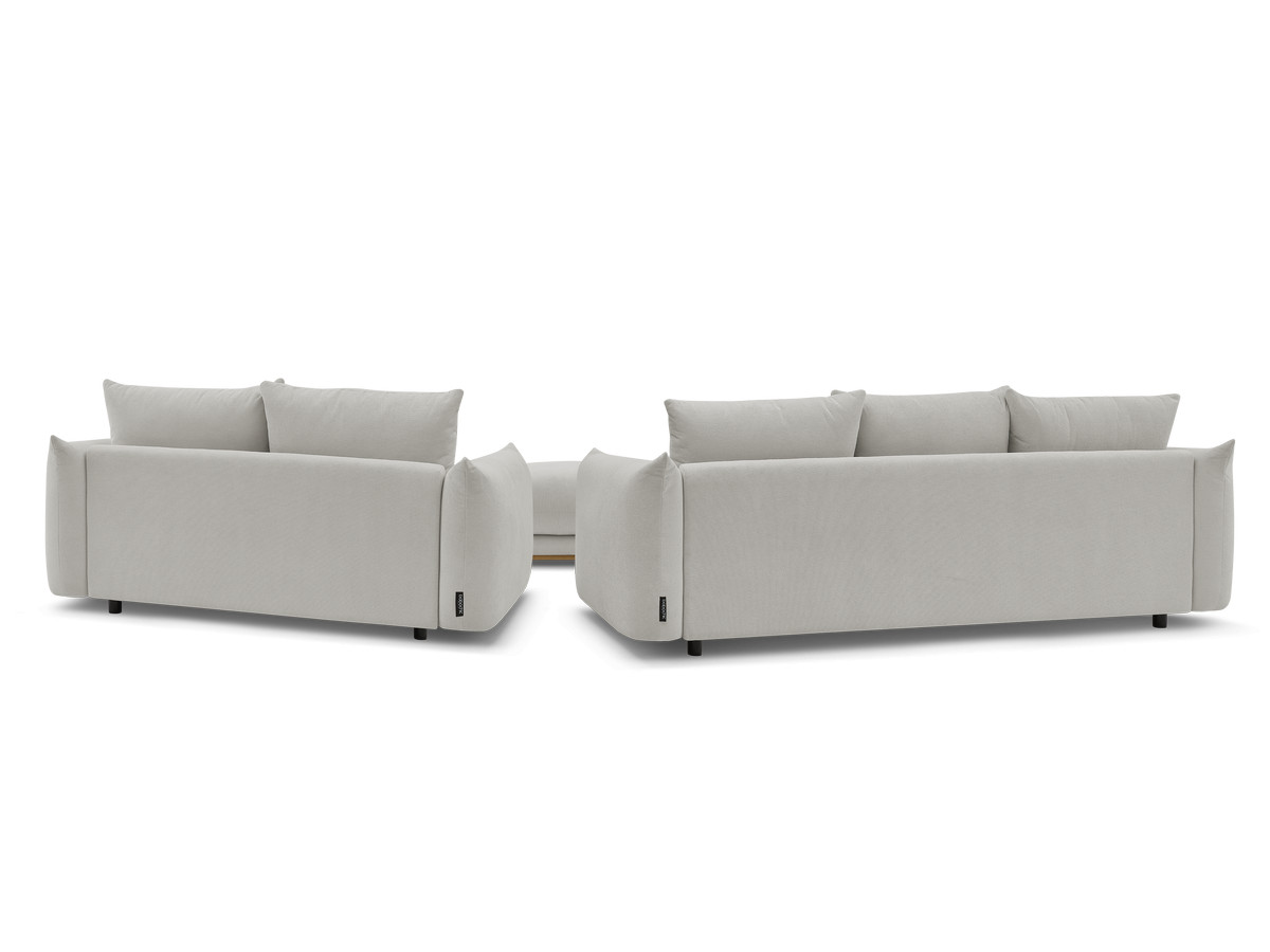 Canapé d'angle fixe EVEREST tissu chiné - Orange - Angle droit - 10 coussins