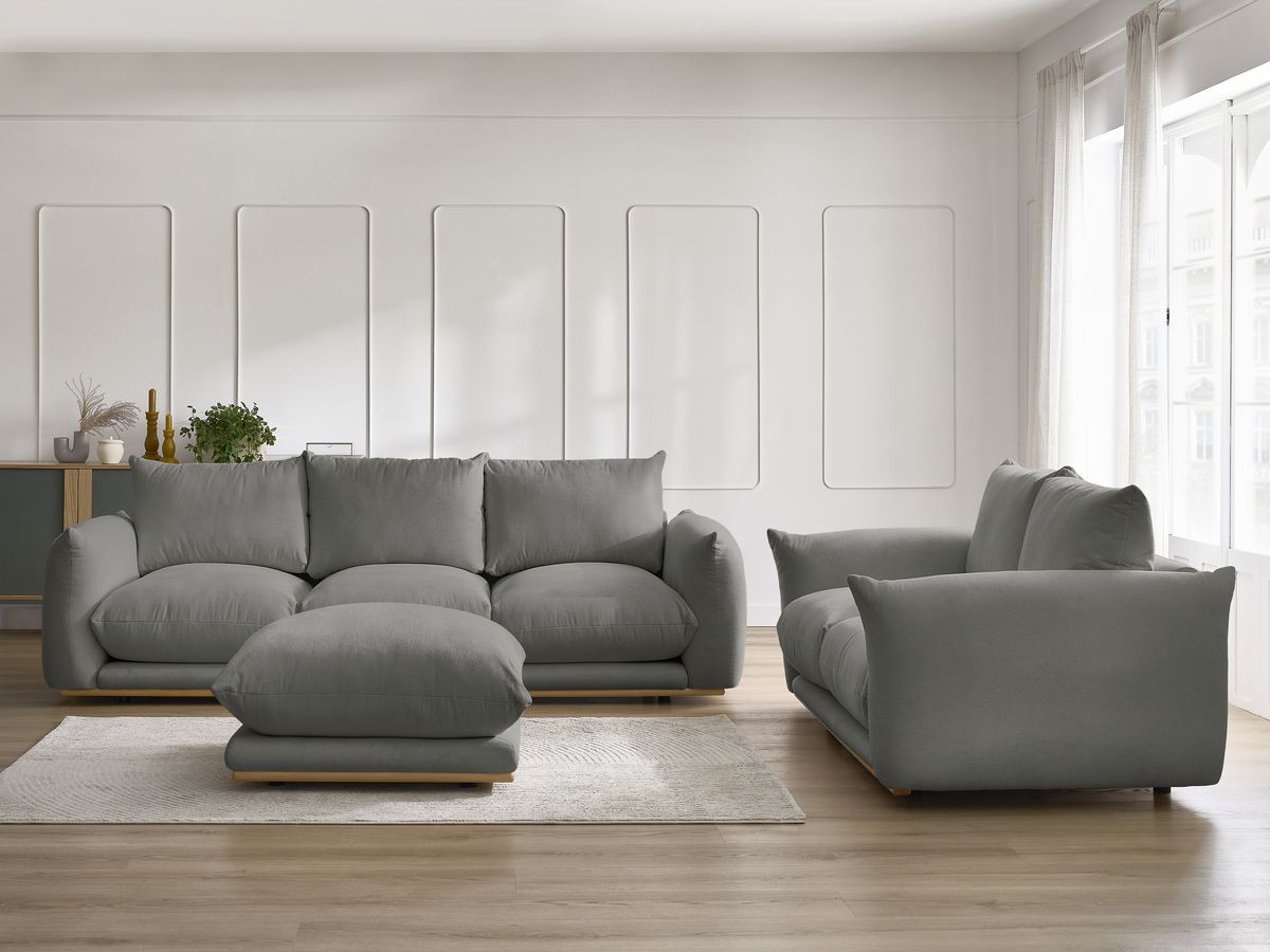 Ensemble canapé droit 3+2 places ERNEST avec pouf gris foncé — vue 5
