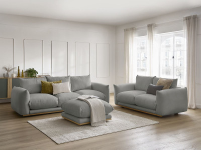 Ensemble canapé droit fixe 3+2 places ERNEST avec pouf