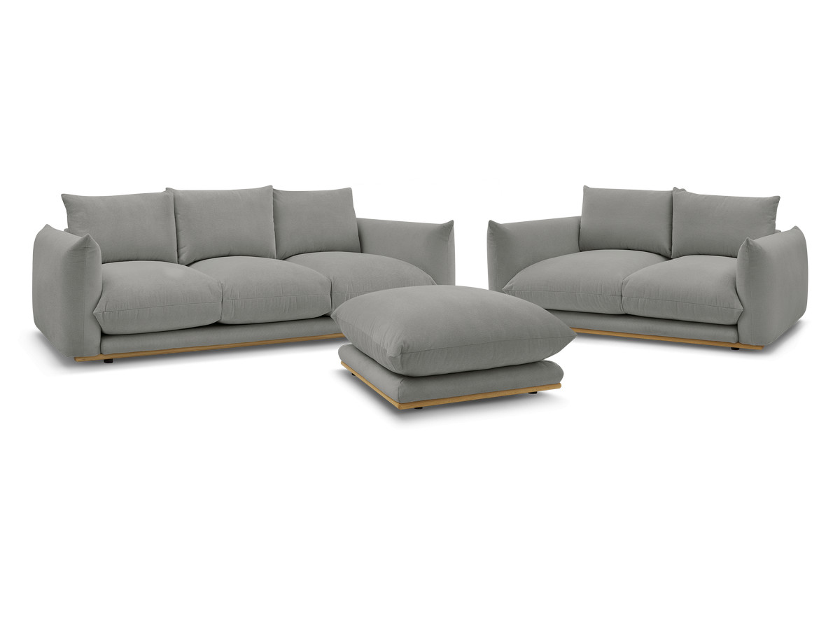 Ensemble canapé droit fixe 3+2 places + pouf ERNEST