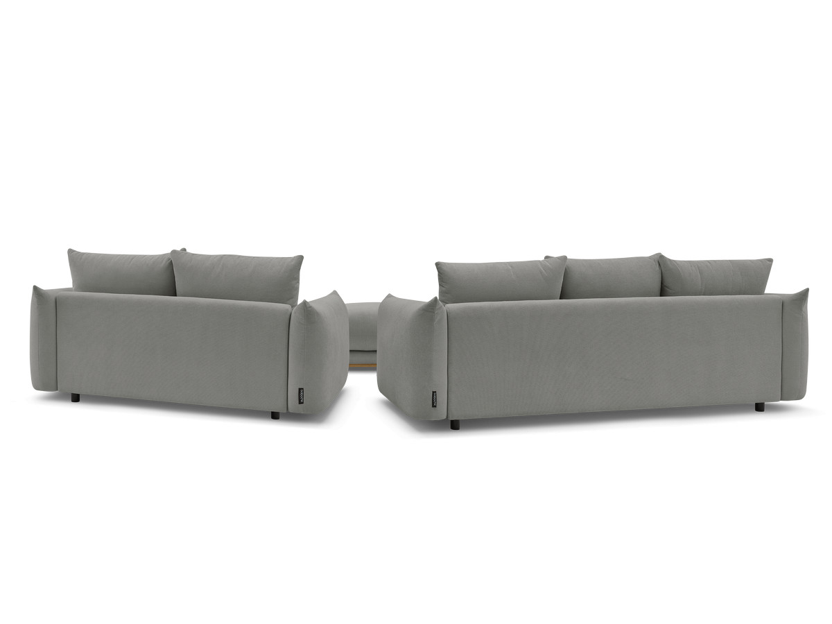 Canapé d'angle fixe EVEREST tissu chiné - Orange - Angle droit - 10 coussins