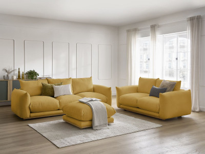 Ensemble canapé droit fixe 3+2 places ERNEST avec pouf
