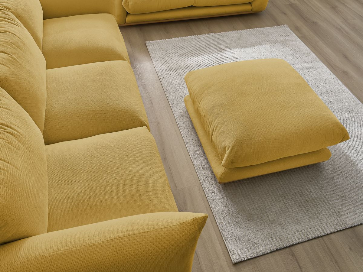 Canapé d'angle fixe EVEREST tissu chiné - Orange - Angle droit - 10 coussins