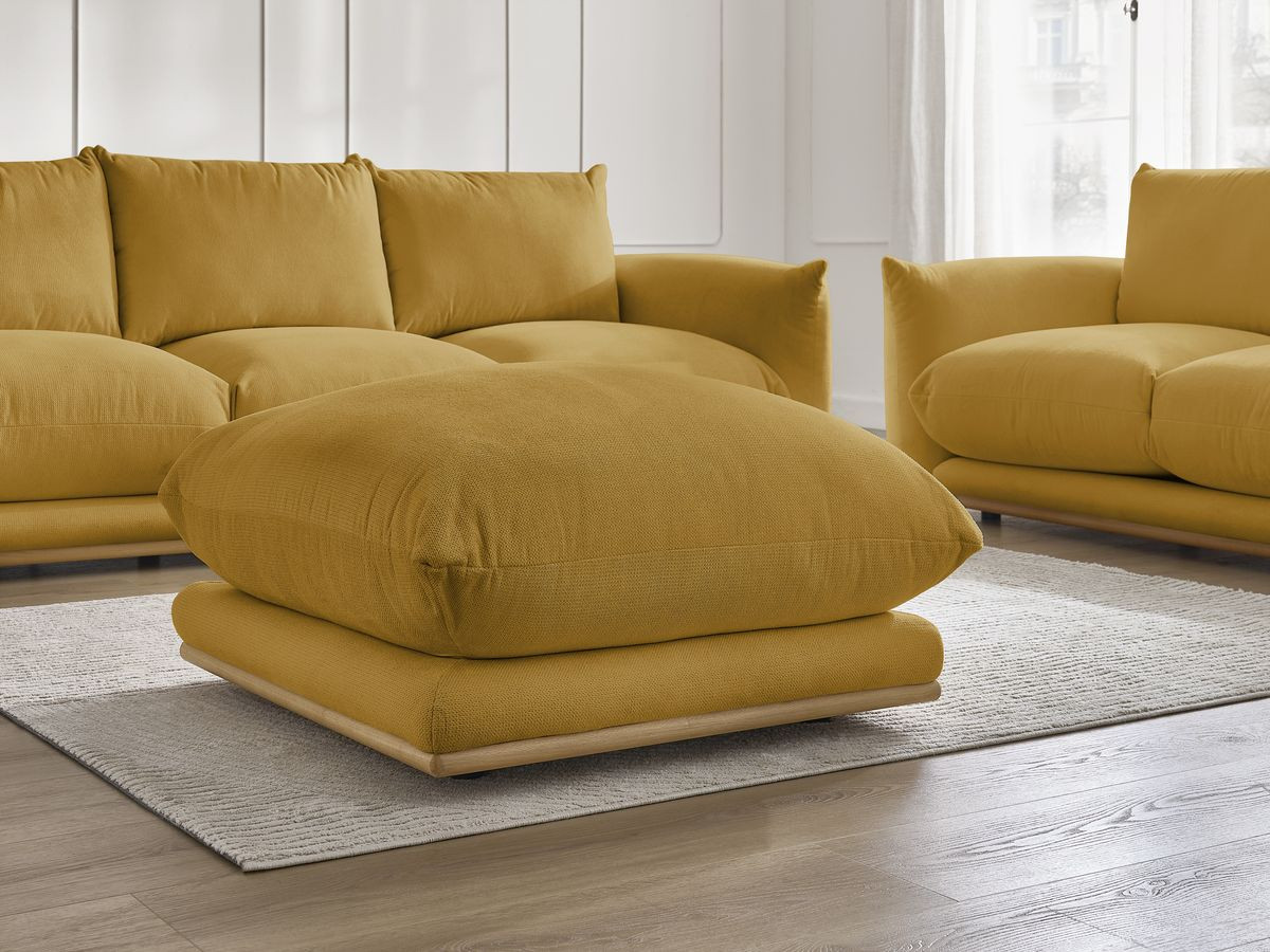 Canapé d'angle fixe EVEREST tissu chiné - Orange - Angle droit - 10 coussins