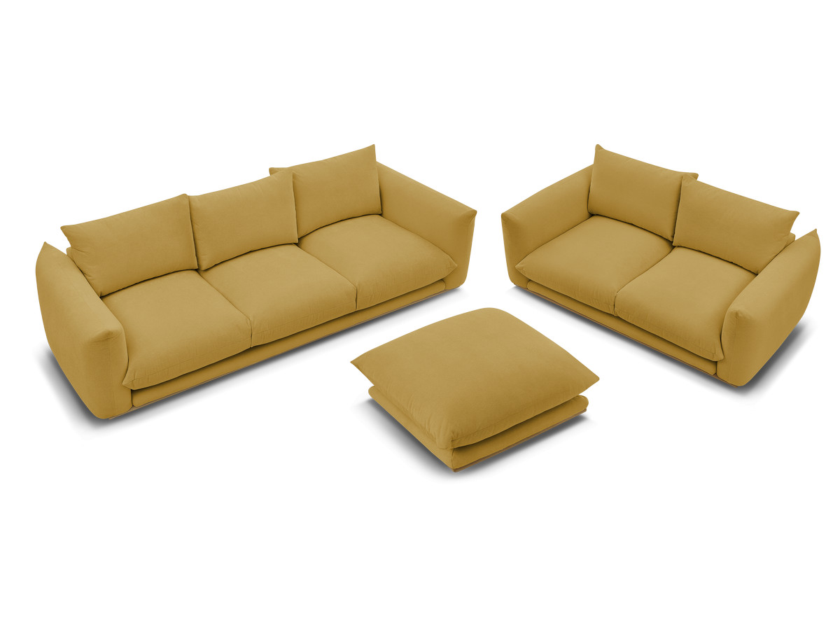 Canapé d'angle fixe EVEREST tissu chiné - Orange - Angle droit - 10 coussins