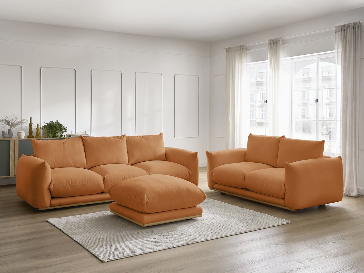 Ensemble canapé droit 3+2 places ERNEST avec pouf orange — vue 6