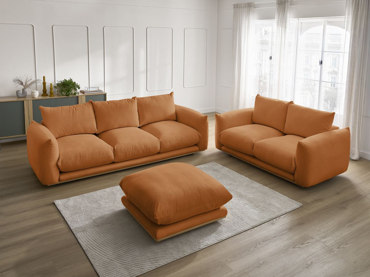 Ensemble canapé droit fixe 3+2 places ERNEST avec pouf