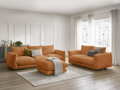 Ensemble canapé droit fixe 3+2 places ERNEST avec pouf