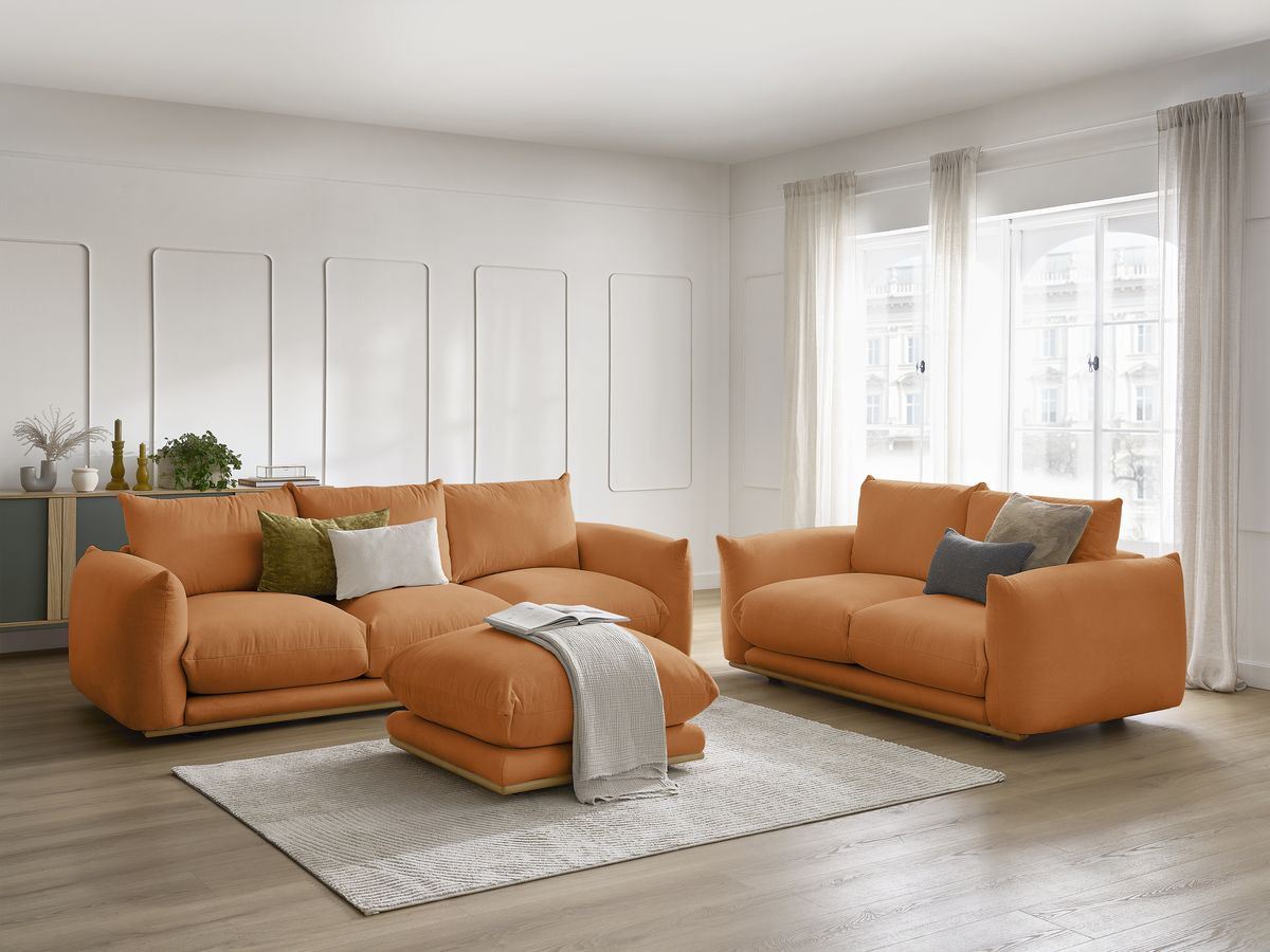 Ensemble canapé droit fixe 3+2 places ERNEST avec pouf