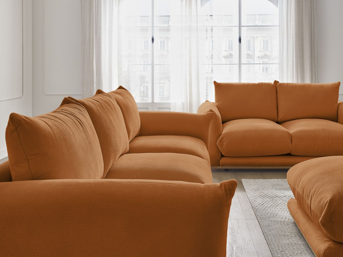 Ensemble canapé droit fixe 3+2 places ERNEST avec pouf