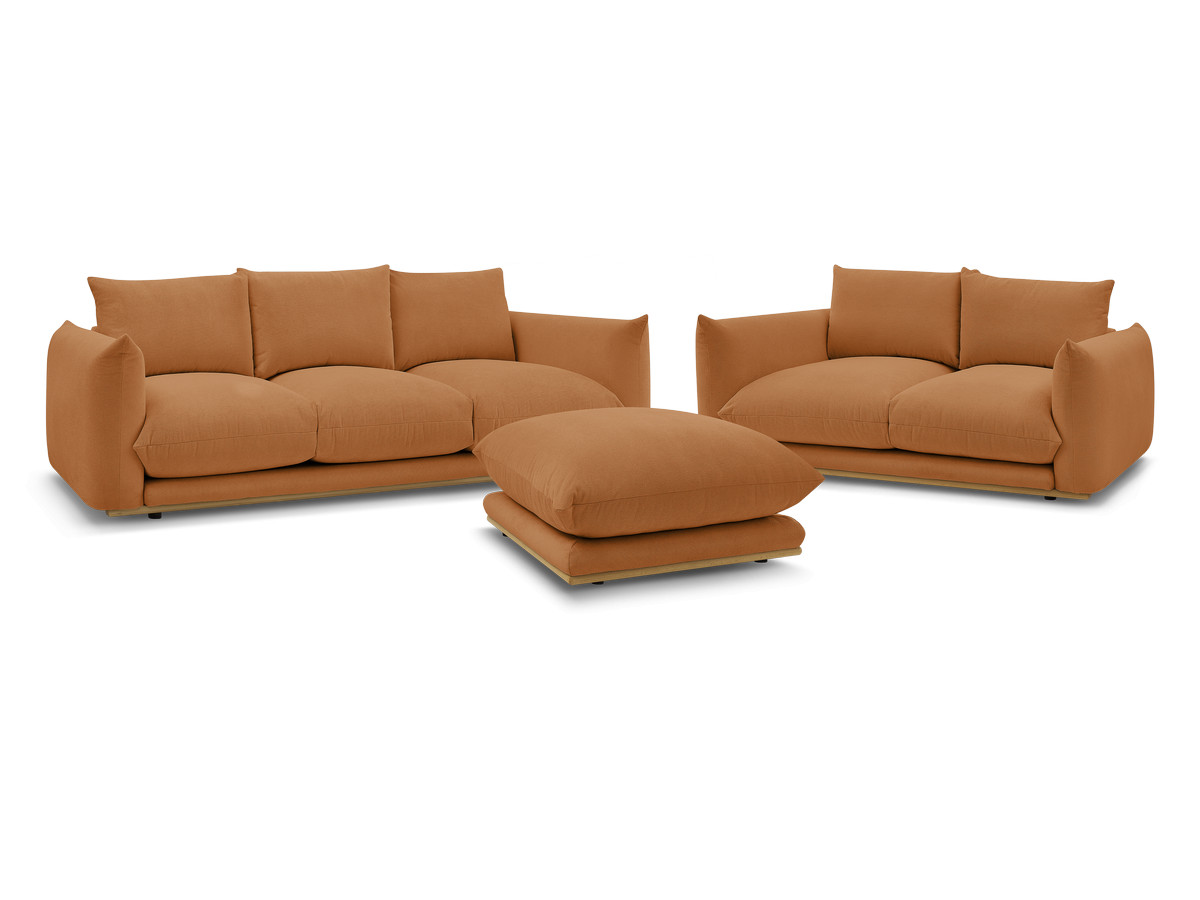 Ensemble canapé droit fixe 3+2 places + pouf ERNEST