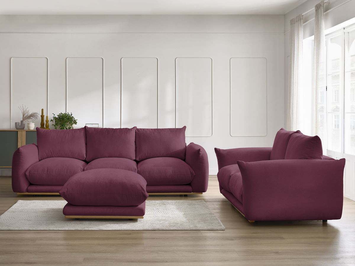 Ensemble canapé droit fixe 3+2 places ERNEST avec pouf rouge   BOBOCHIC - Vue supplémentaire 3