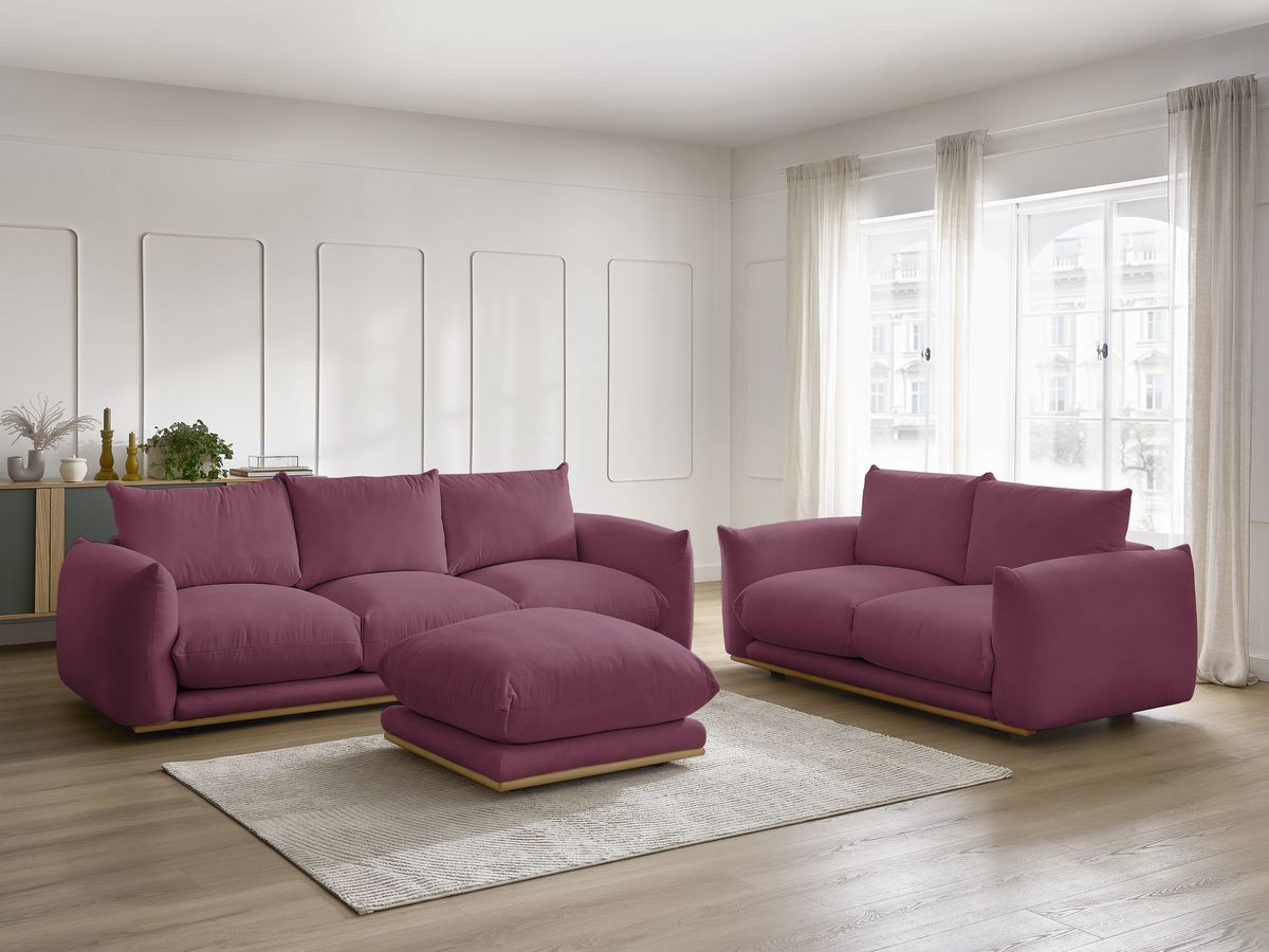 Ensemble canapé droit 3+2 places ERNEST avec pouf rouge — vue 6