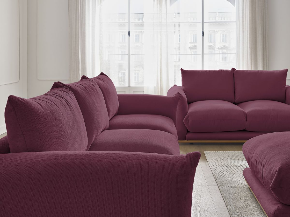 Ensemble canapé droit fixe 3+2 places ERNEST avec pouf