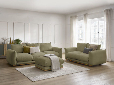 Ensemble canapé droit fixe 3+2 places ERNEST avec pouf