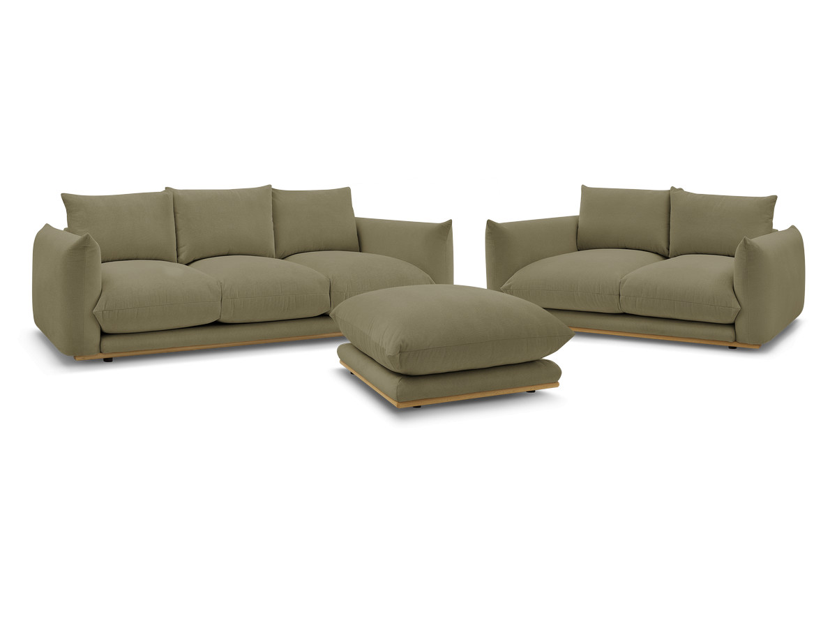 Ensemble canapé droit fixe 3+2 places + pouf ERNEST