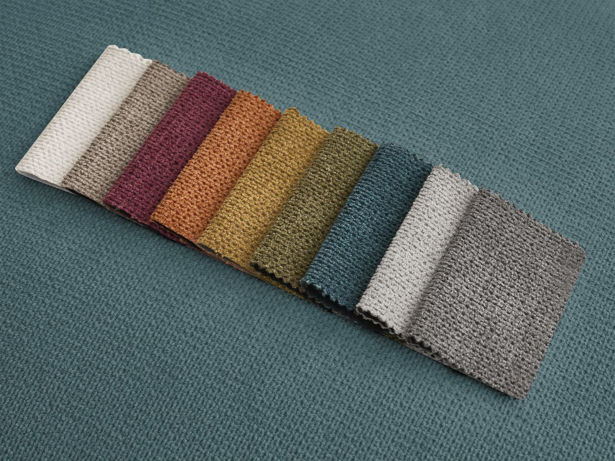 Canapé d'angle fixe EVEREST tissu chiné - Orange - Angle droit - 10 coussins