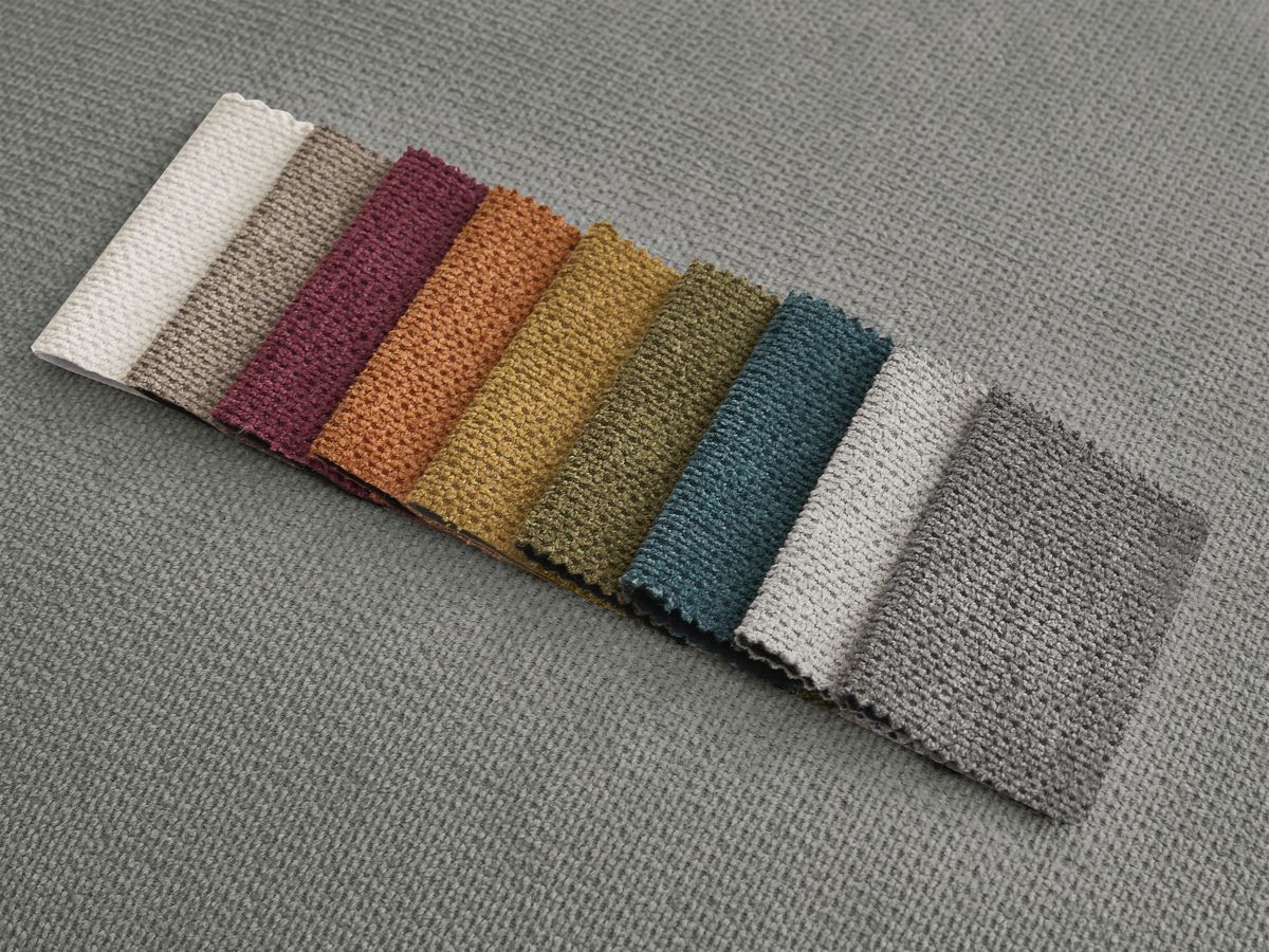 Canapé d'angle fixe EVEREST tissu chiné - Orange - Angle droit - 10 coussins