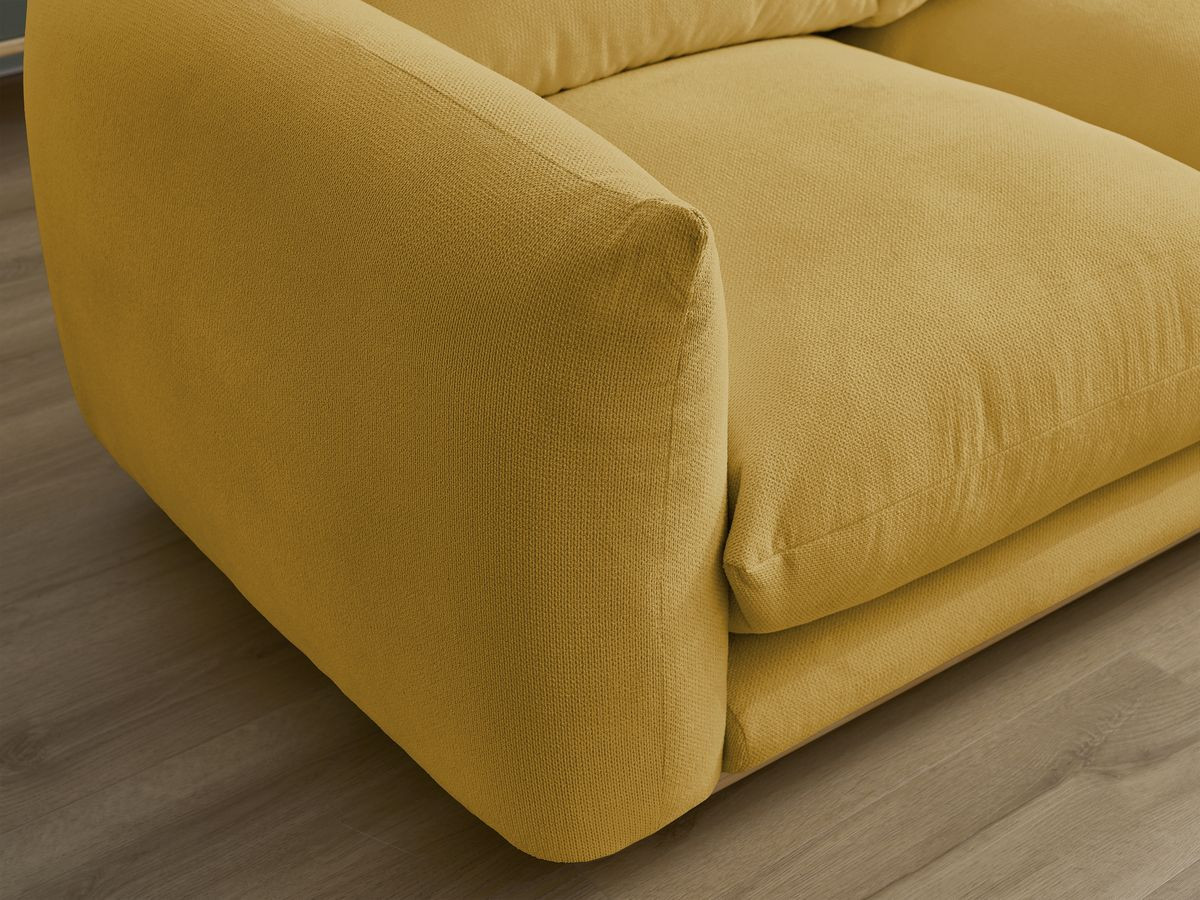 Canapé d'angle fixe EVEREST tissu chiné - Orange - Angle droit - 10 coussins