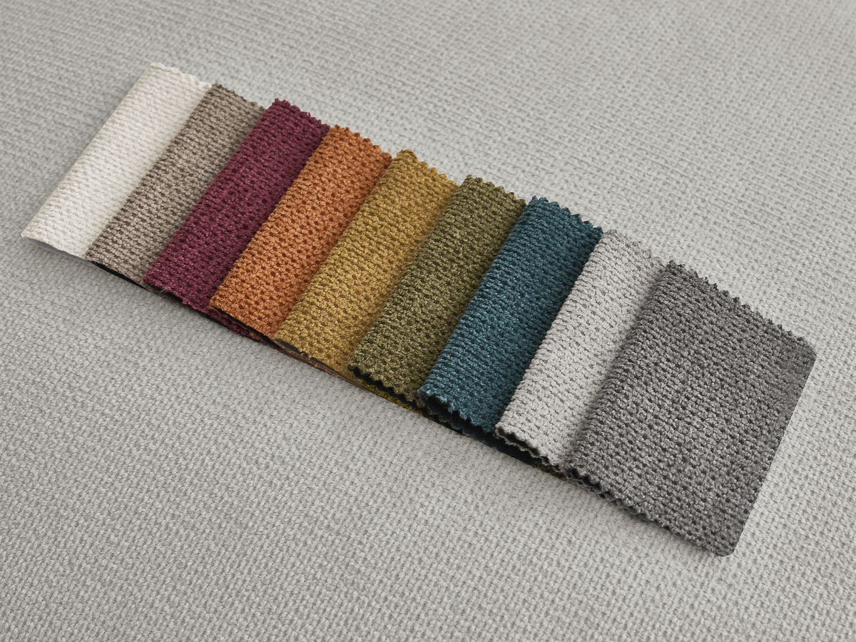 Canapé d'angle fixe EVEREST tissu chiné - Orange - Angle droit - 10 coussins