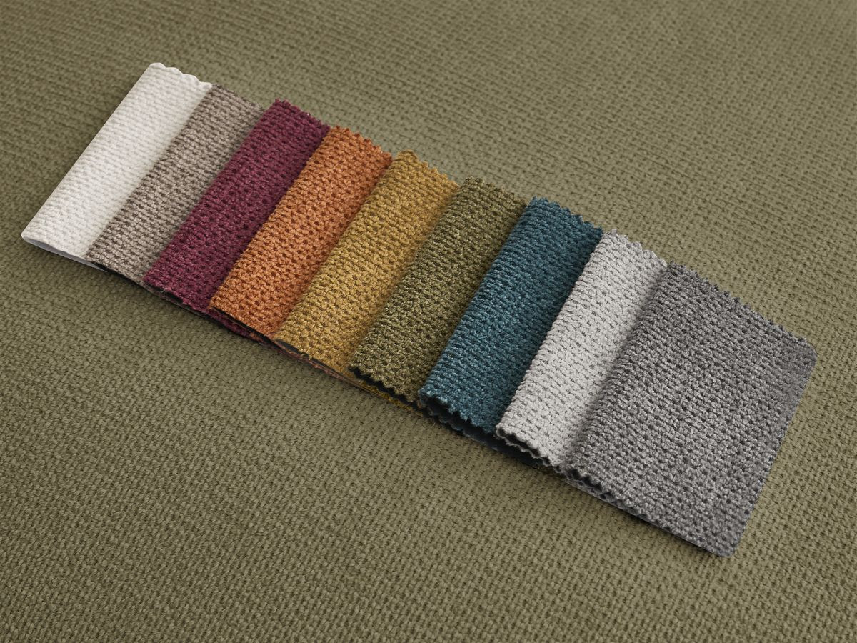 Canapé d'angle fixe EVEREST tissu chiné - Orange - Angle droit - 10 coussins