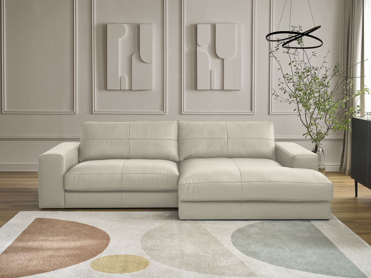 Canapé d'angle LEONARD cuir de vache beige — vue 5