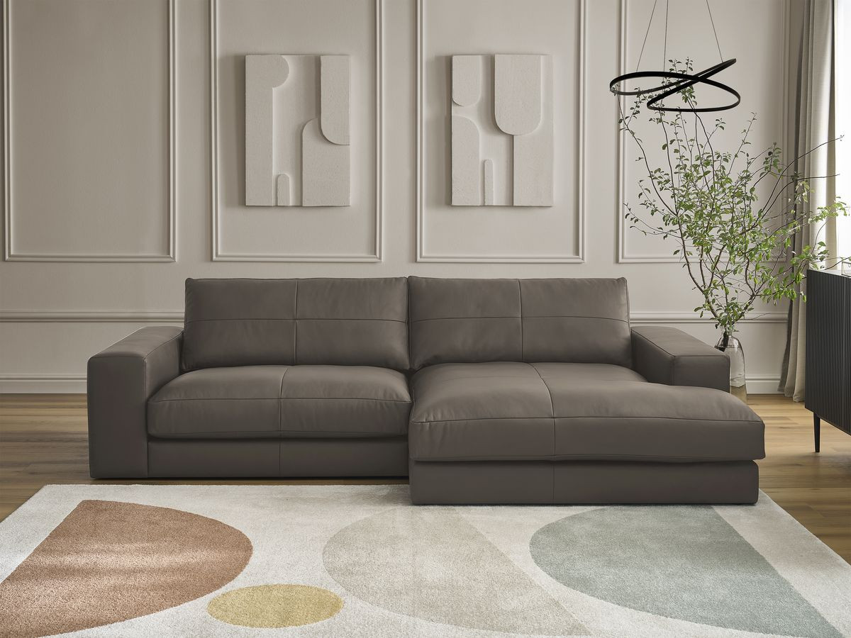 Canapé d'angle LEONARD cuir de vache marron — vue 5